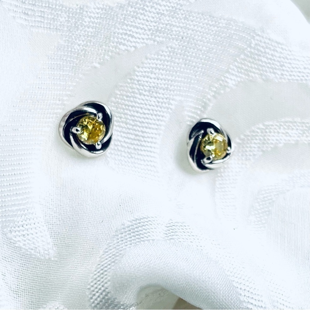 NWOT Sterling Silver 925 Yellow Fashion Stud Earrings